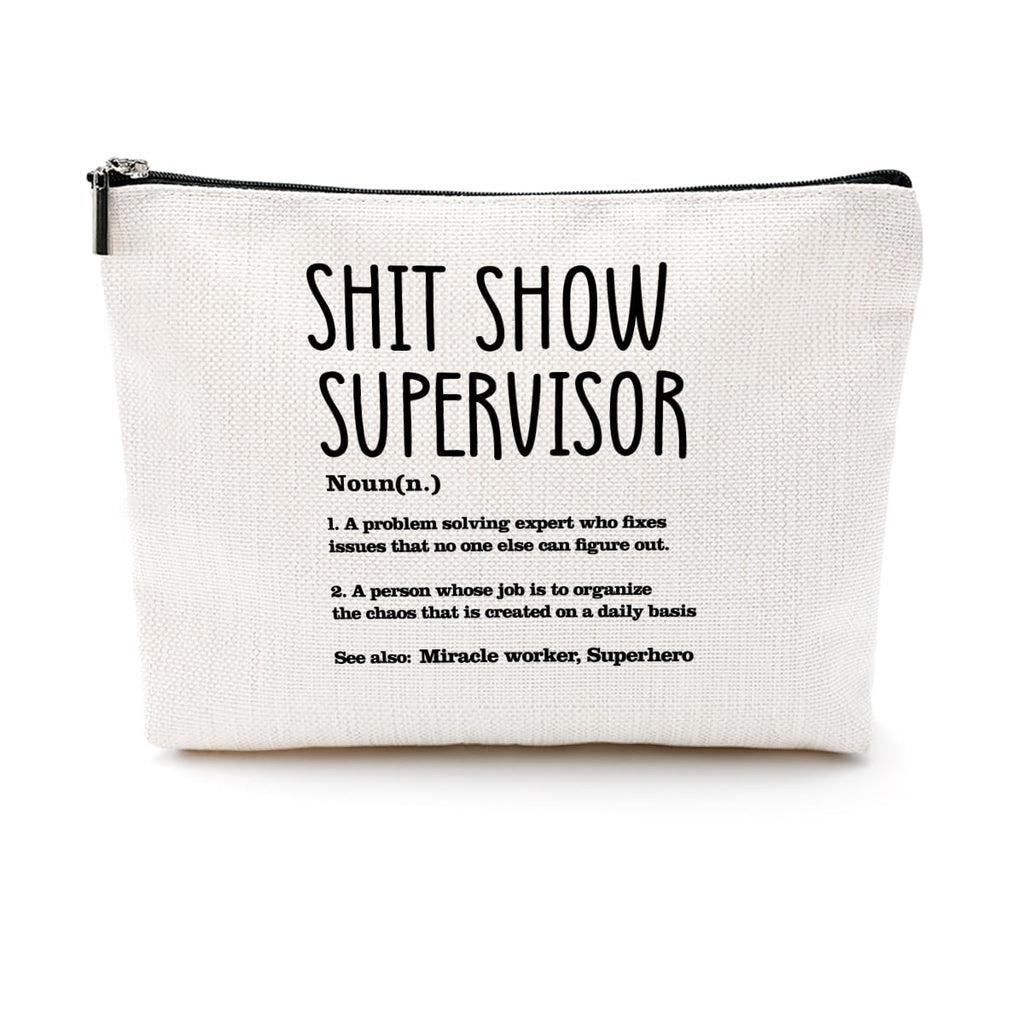 CQM Supervisor Gifts for Women Sarcastic Makeup Bag Thank You Gifts Cosmetic Bag Funny Zipper Pouch Boss Farewell Appreciation Gifts for Coworkers Mentor Manager Leader Christmas Birthday Gifts