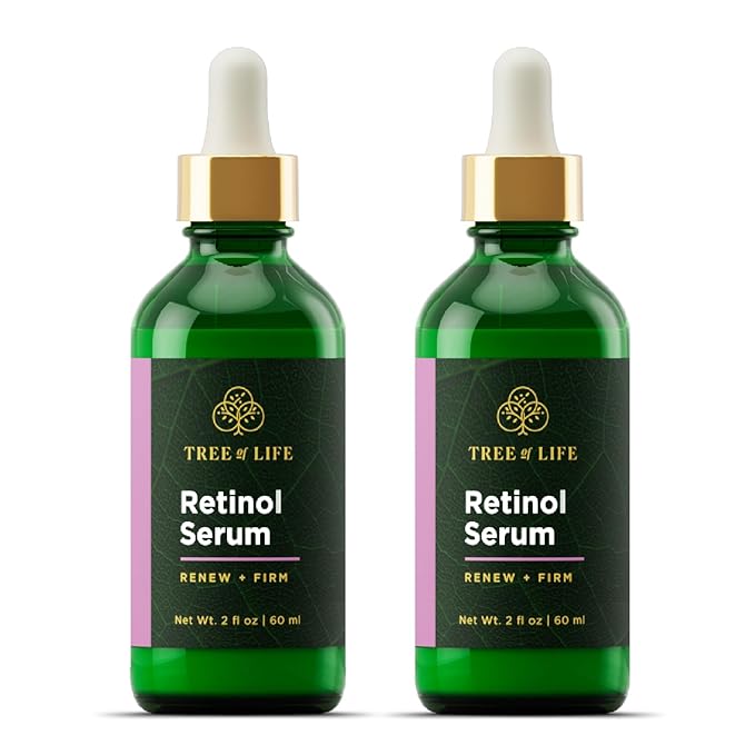 Tree of Life Retinol Serum for Face - Brightening and Hydrating Face Oil for Dark Spots and Fine Lines - Suitable for Sensitive Skin - Dermatologist Tested Skin Care - 2 Fl Oz (Pack of 2)