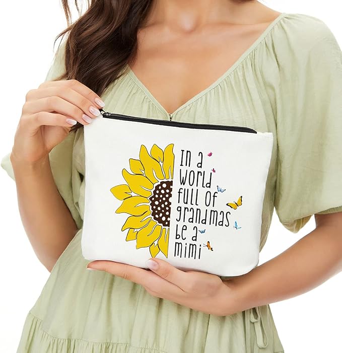 JIUWEIHU Mimi Gifts Makeup Bag, New Grandma Gifts First Time Cosmetic Bags