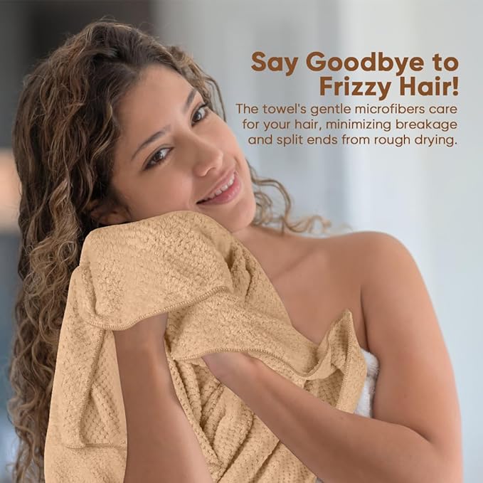 HOMEXCEL 5PK Microfiber Hair Towels, 40x20 in, Soft&Fast Drying for Long Hairs