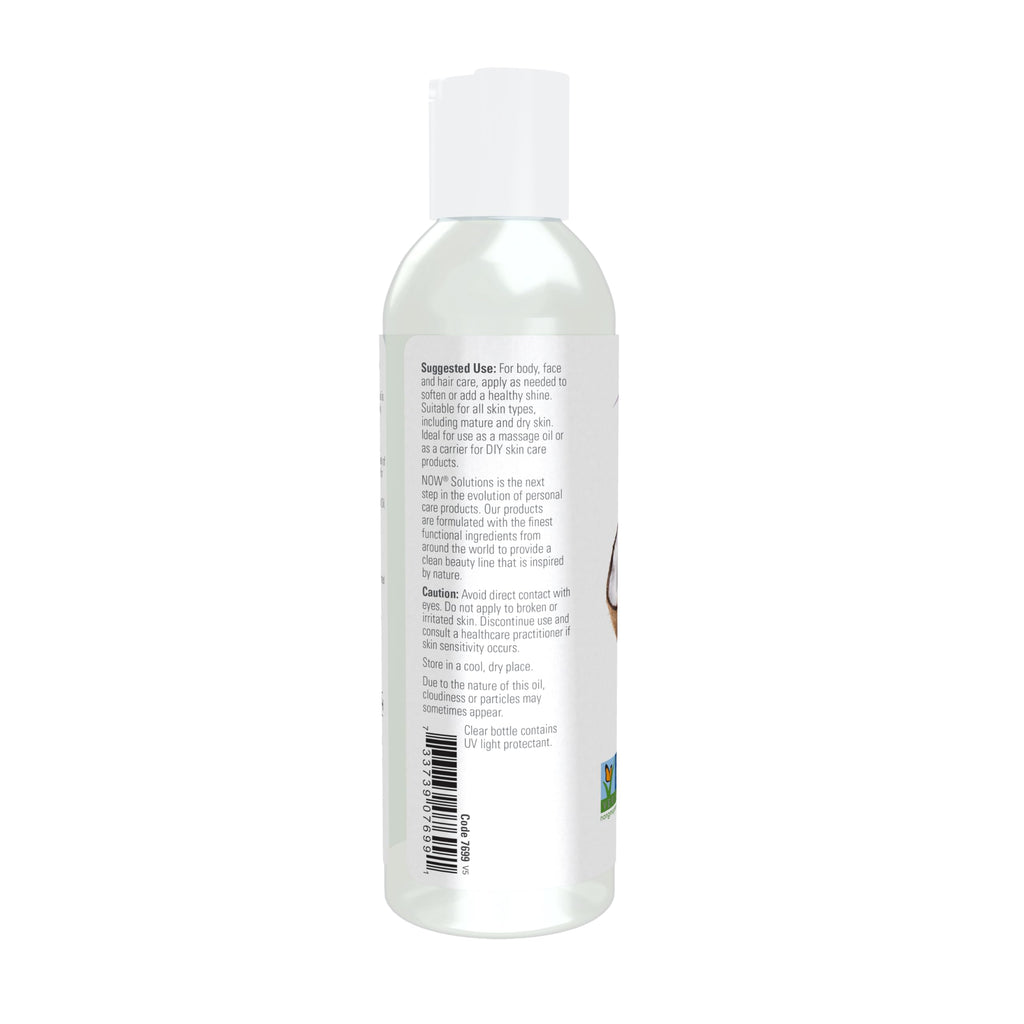 NOW Foods Solutions, Liquid Coconut Oil, Light and Nourishing, Promotes Healthy-Looking Skin and Hair, 4-Ounce