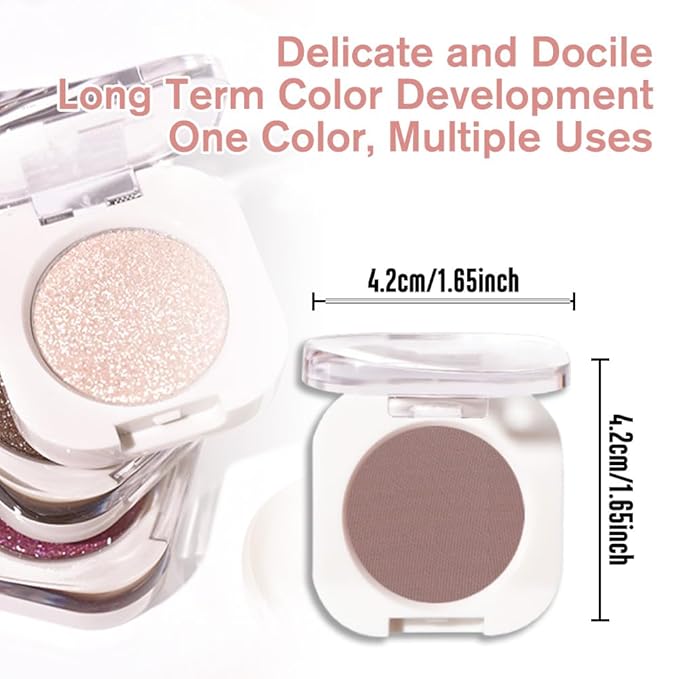 QIDSTERS Light Cocoa Matte Single Eyeshadow, Lightweight Blendable Mini Eye Shadow for Older Women, Monochrome Eyeshadow Palette Makeup Pigmented Waterproof, Vegan & Cruelty-Free, 18
