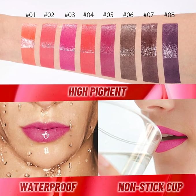 JUAAZIN Raspberry Peach Lip Stain Peel Off Lip liner and Lip oil with Tweezer, Dual-Ended Peel Off Lip Stain Tattoo, Highly Pigmented Long Lasting Waterproof, Transfer-proof for All Skin Types, 03#