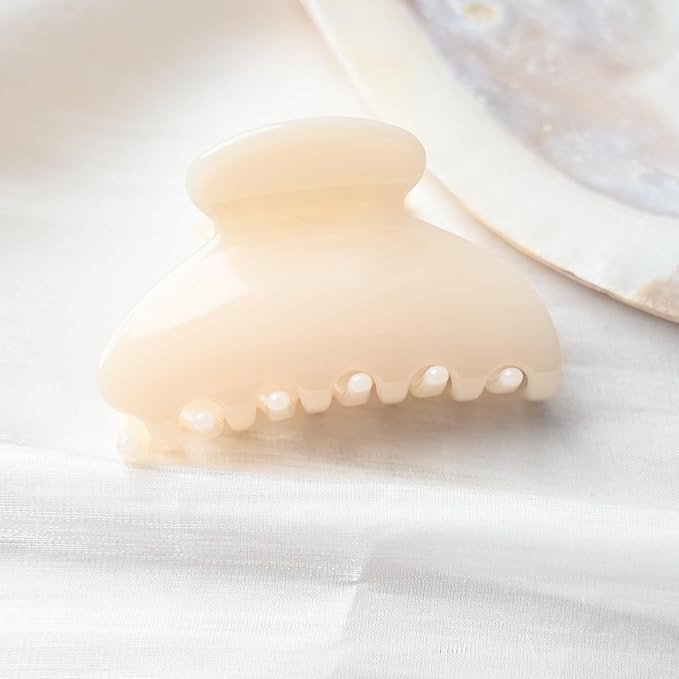 Prettyou Handmade Celluloid Acetate French Design Barrettes Tortoise Shell Claws Hair Claw Luxury Fashion Accessories Hair Clip for Women (cream white)