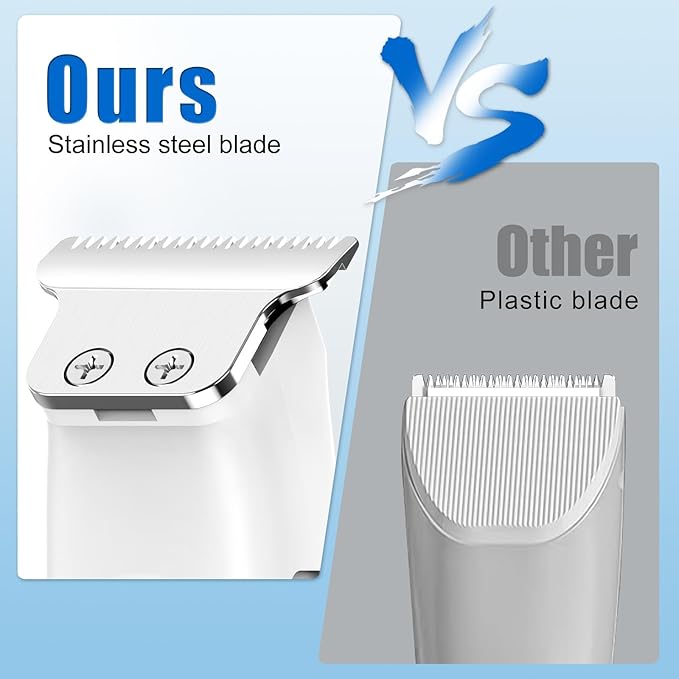 SWEETLF Hair Clippers, Silent Cordless Hair Trimmer, Mini Hair Cutting Kit with 3 Guide Combs, Portable & USB Rechargeable Haircut Clippers for Men Women Kids (White)
