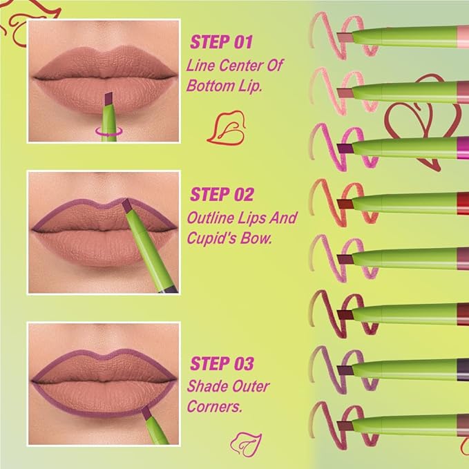 evpct Dark Purple Triangle Lip Liner Pencil Stick for Women, Retractable Lips Liner Pen Triangle Tip for Sculpting & Filling & Plumping, Longwear Lipliner Pencil, Vegan Cruelty Free Lip Filler Plumper