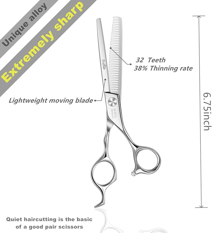 Fengliren High-end Professional Hair Thinning Scissors Hair Cutting Teeth Shears Barber Hairdressing Texturizing Scissors Extremely Very Sharp 6.5 Inch Stainless Steel Alloy For Men Women Salon & Home