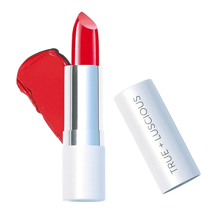 True + Luscious Super Moisture Lipstick | Satin Sheer Lasting Hydrating Lip Color for Dry Lips & All Skin Tones | Lightweight Feel with Hyaluronic Acid & Konjac Root | Vegan | Uptown Red
