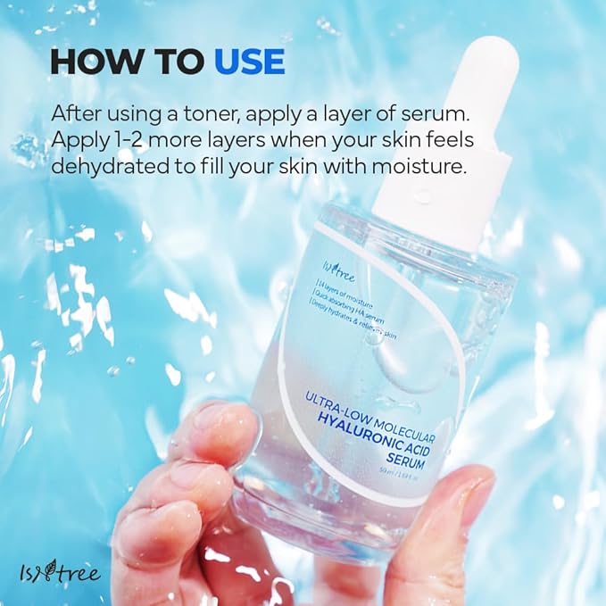 ISNTREE Ultra-Low Molecular Hyaluronic Acid Serum | Korean Face Serum with Hyaluronic Acid | Deep Hydration, Lightweight & Fast-Absorbing, 1.69 fl oz