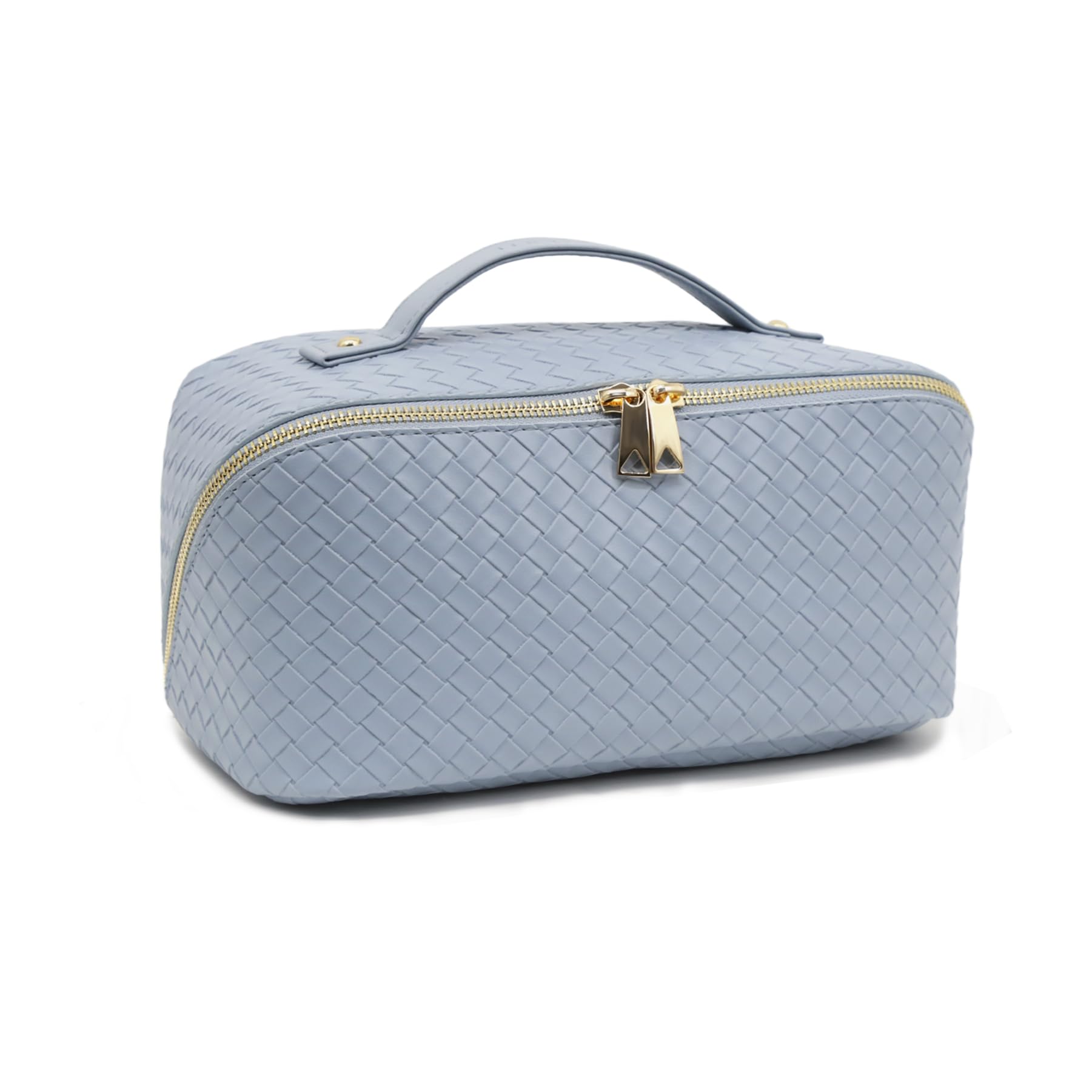 JINYIBAGS Travel Makeup Bag – Large Cosmetic Organizer with Waterproof PU Leather, Smooth Double Zipper & Tear-Resistant Lining, Toiletry Pouch for Women (Ice)