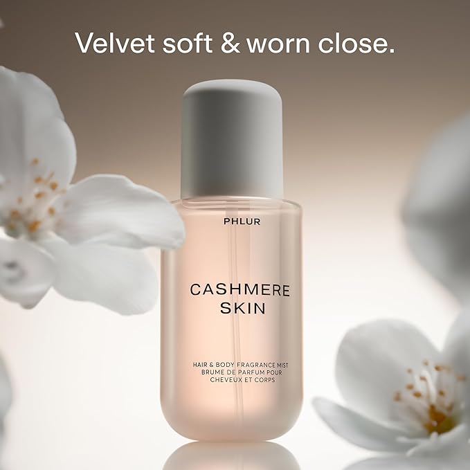 PHLUR Cashmere Skin Body Mist - Hair & Body Fragrance Mist - Body Spray with Cashmere, Cream, Vanilla, Almond, Santal, & Musk (8 Fl Oz)