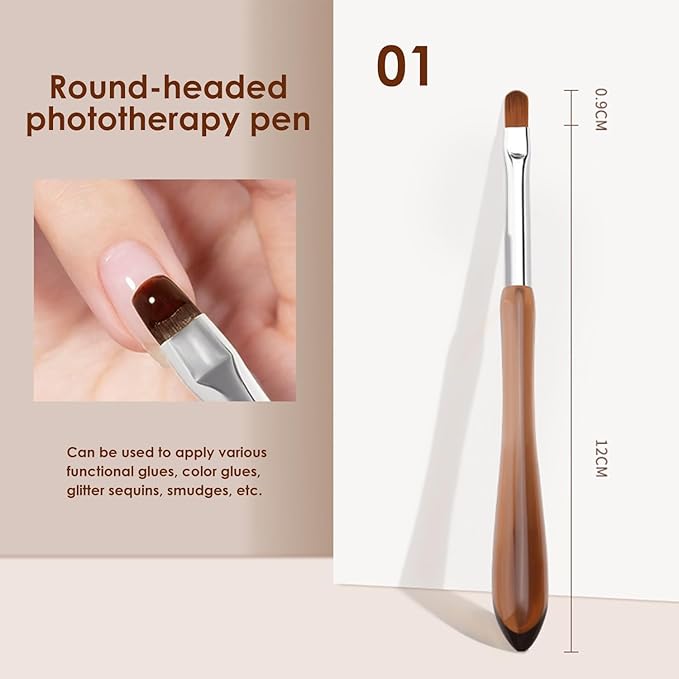 TipTrendz Nail Art Brushes Round-headed Phototherapy Pen Nail Drawing Pen For Home DIY Salon Use, 01
