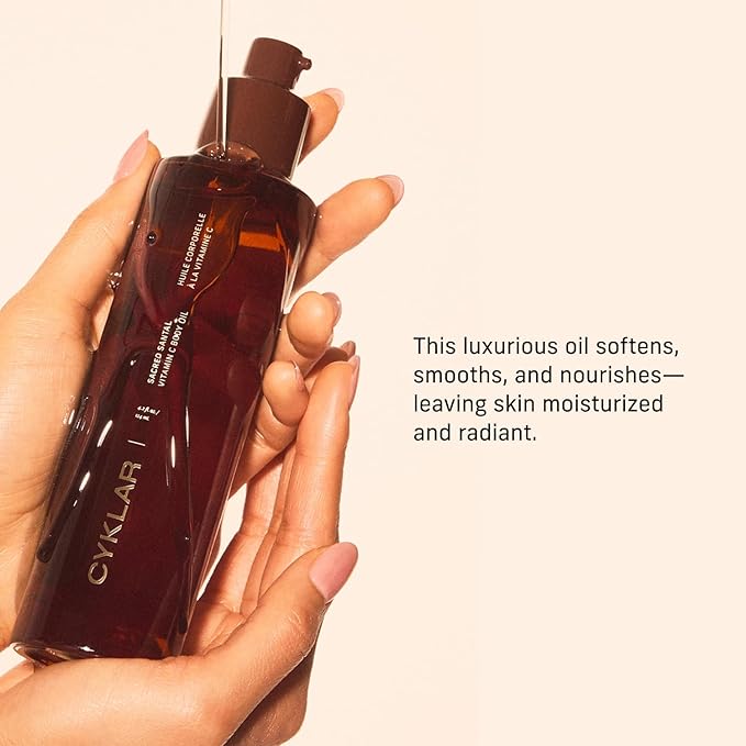 CYKLAR Vitamin C Body Oil for Women & Men, Sacred Santal Scented, 4.2 Fl Oz