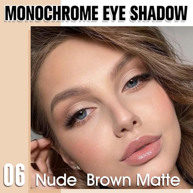 HHLTOH Light Nude Single Matte Eyeshadows Makeup, Neutral Powde Eye Shadow for Women, Skin Singles Matte Eyeshadow Palette Pigmented Waterproof, sombras para ojos, Blendable, Vegan & Cruelty-Free 06