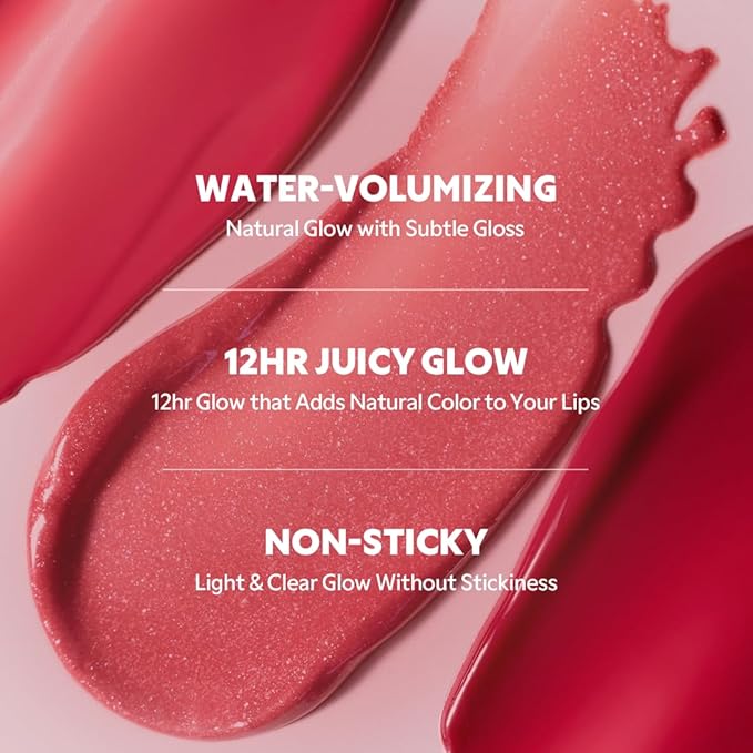 TIRTIR [*Mini Size Waterism Tinted Lip Gloss #12 Rich Rush, 0.06 Fl Oz – Kiss Ready Lipgloss, 12H Long Lasting Non Sticky Natural Tinted Glow Korean Multiuse Cheek and Lip Tint for Women gift