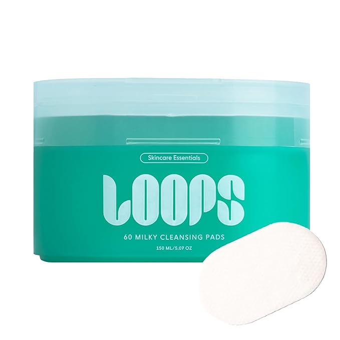 LOOPS Milky Cleanser - Korean Skincare Facial Cleansing Pads, 60 count