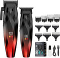 WAIKIL Professional Hair Clipper and Trimmer Set for Men, Cordless Barber Clippers with LED Display, Rechargeable Hair Cutting Kit for Hair, Beard and Grooming,Red