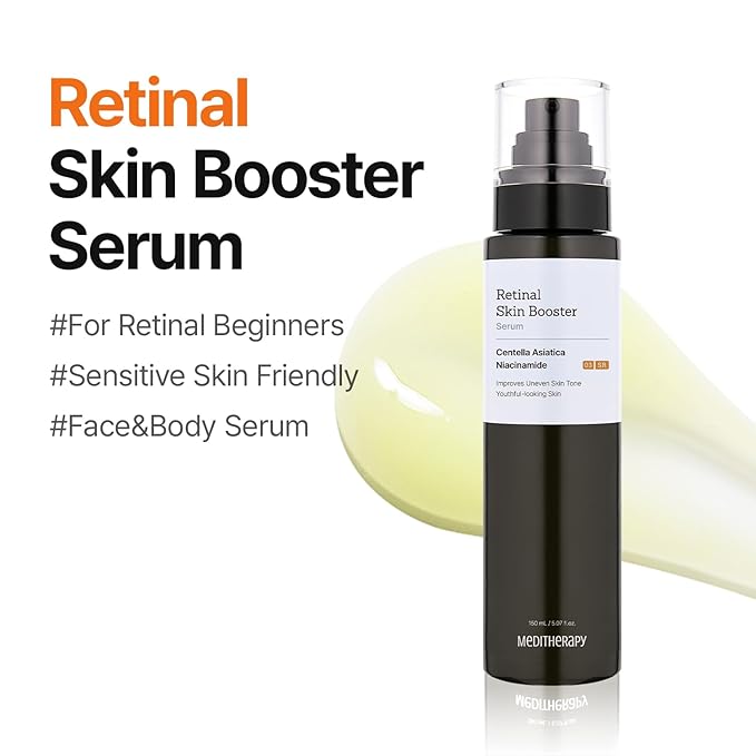 MEDITHERAPY Retinal Skin Booster Serum 5.07 fl oz | Retinaldehyde, Niacinamide, Cica | Korean Hydrating Face & Body Serum for Dull, Uneven Skin, All Skin Types, K-Beauty