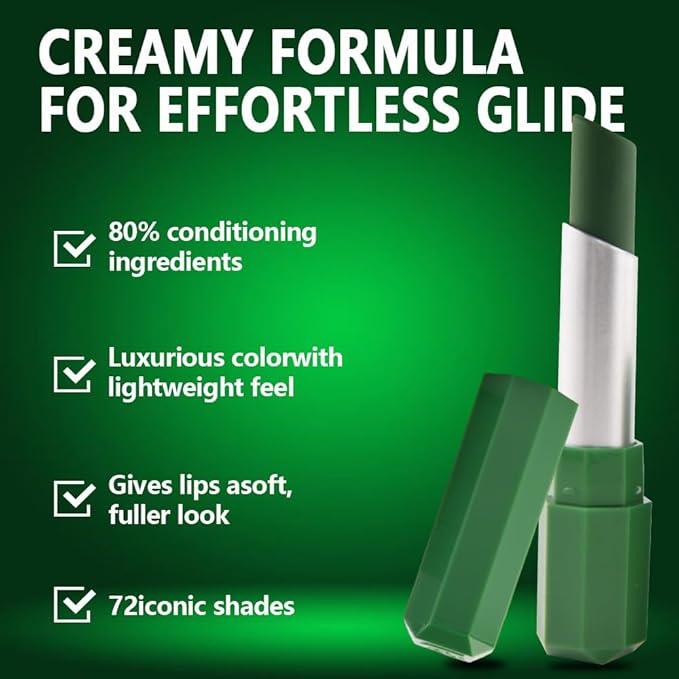 IATMOMOD Neutral Green Cream Matte Lipstick Stick 17#, Longwear Full Coverage Velvet Lip Color, Waterproof Multi-Use Lip & Cheek Makeup for Party & Daily Wear, Labial con color mate para uso diario