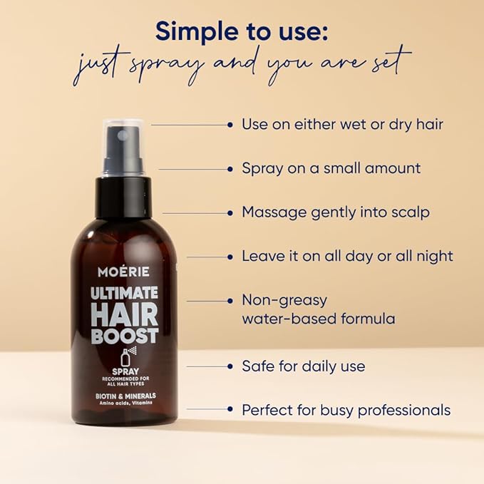 Moerie Hair Growth Serum Spray for Men and Women, Hair Loss Solution with Biotin and Rosemary, Thickening Serum for Hair Regrowth and Thinning Hair - Ultimate Scalp and Growth Care