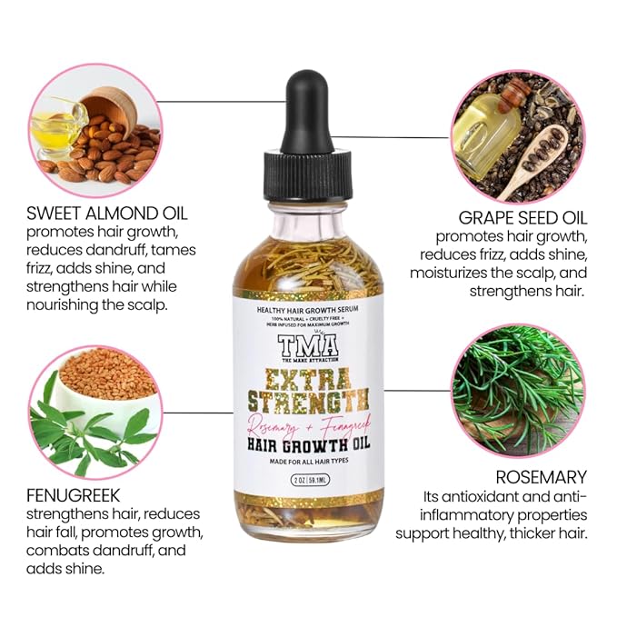 The Mane Attraction Extra-Strength Herbal Hair Growth Oil, 2 Fl Oz