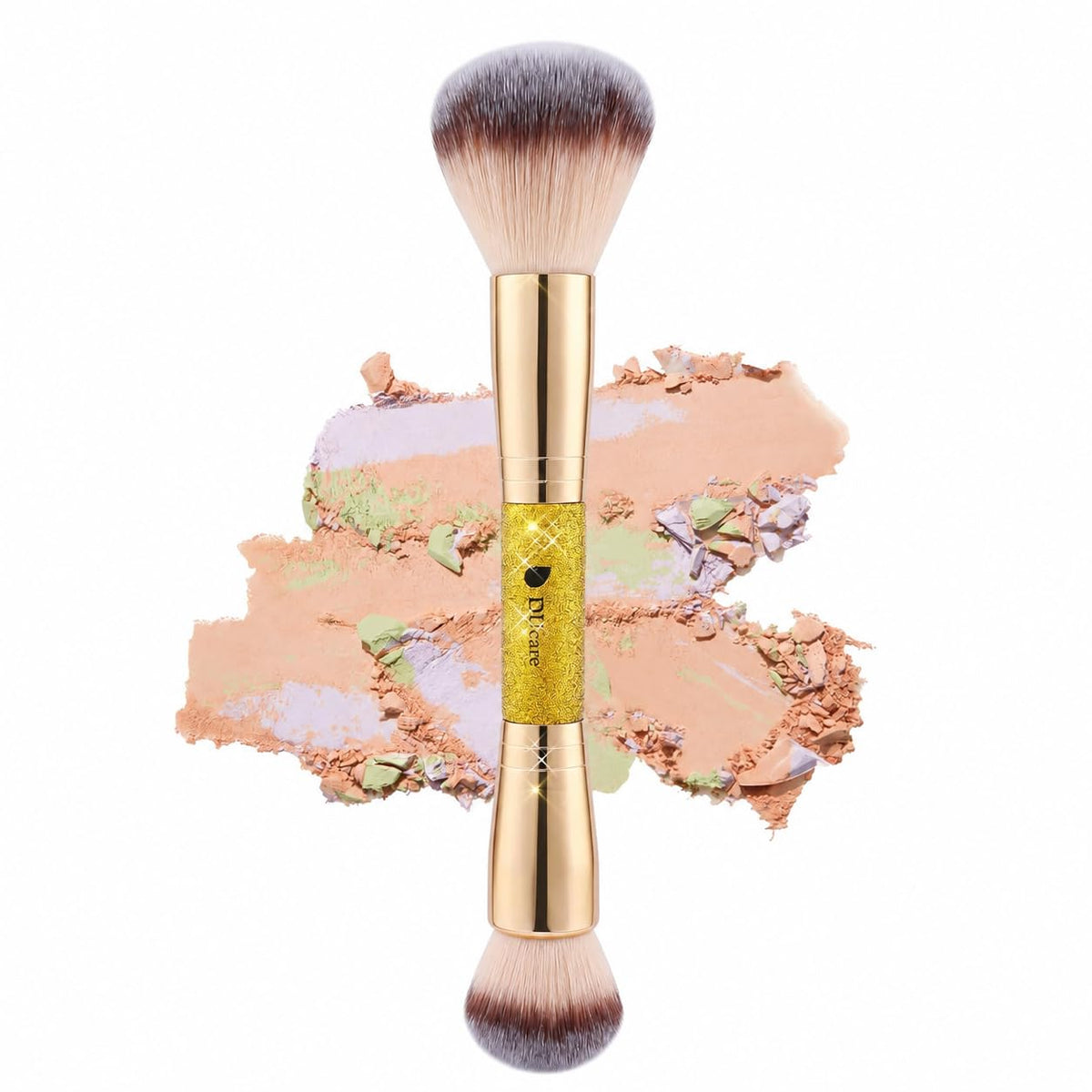 DUcare Foundation Makeup Brush Set Double-ended 2Pcs Kabuki Contour Makeup Brushes for Liquid Powder Concealer Cream Blending Blush Face Makeup Tools Kit