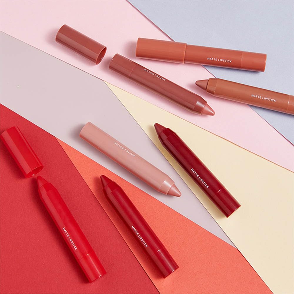 BINGBRUSH Crayon Matte Longwear Lipstick Pack Set,Moisture Smooth Color Stick Ultimate Lip Crayon for Makeup Collection - Waterproof Velvet Lipgloss (3pcs 08#&09#&10#, 3 Count (Pack of 1))
