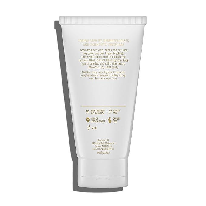 Hylunia Skincare Grape Seed Facial Scrub, 5.1oz