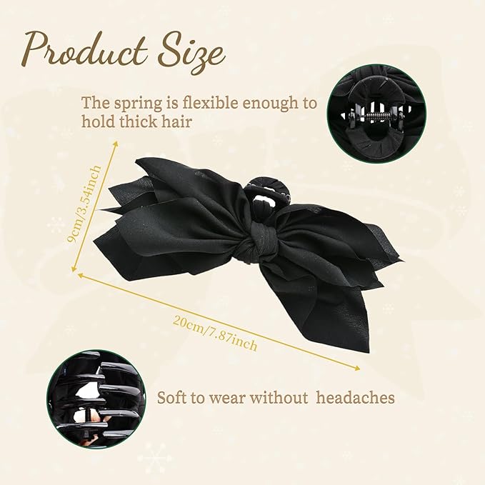 Hadutrek Bow Claw Hair Clips 4PCS Big Hair Bows for Women Butterfly Styling Large Hair Clips for Thin Thick Curly Hair Hair Accessories for Girls Teen Gifts for Ladies