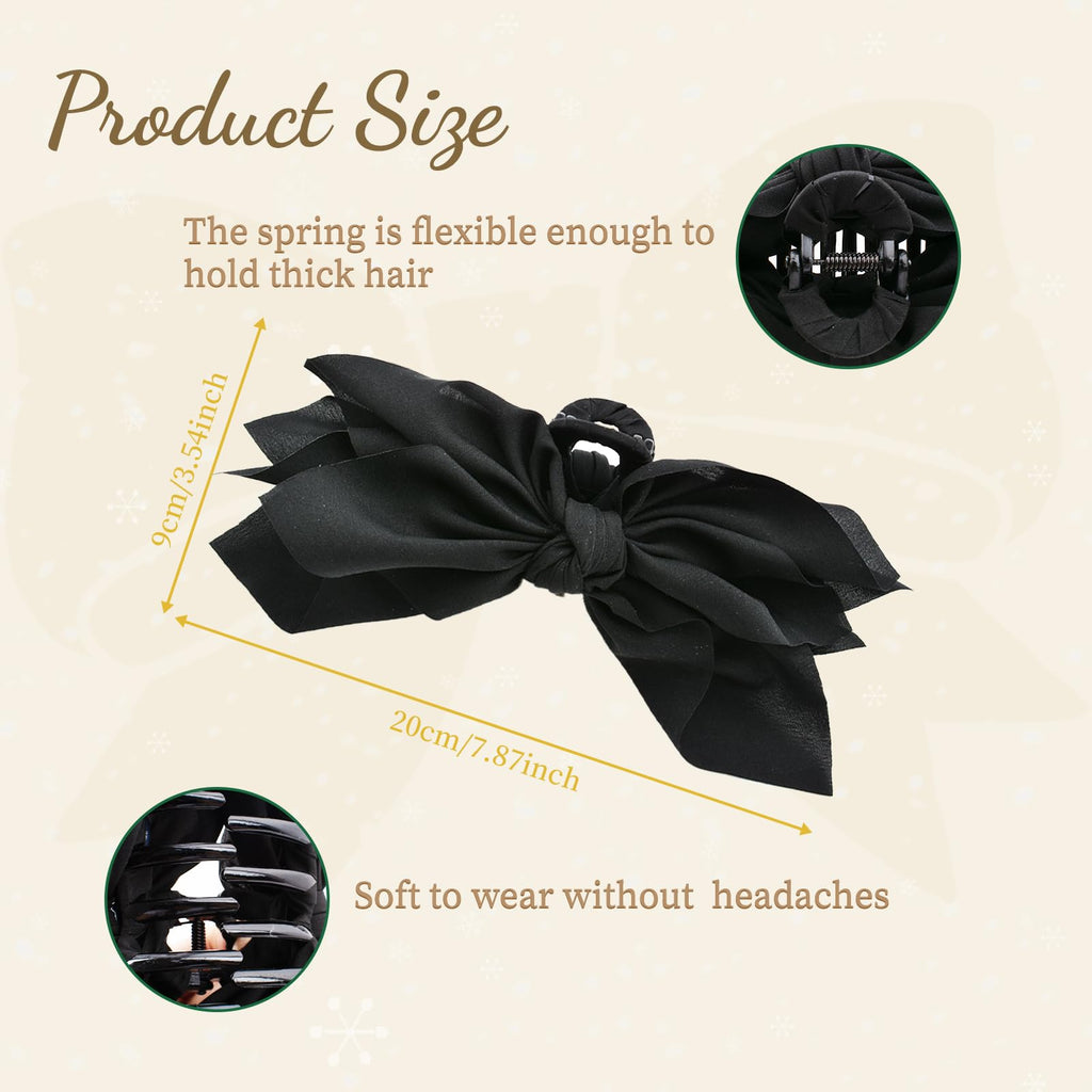 Hadutrek Bow Claw Hair Clips 4PCS Big Hair Bows for Women Butterfly Styling Large Hair Clips for Thin Thick Curly Hair Hair Accessories for Girls Teen Gifts for Ladies