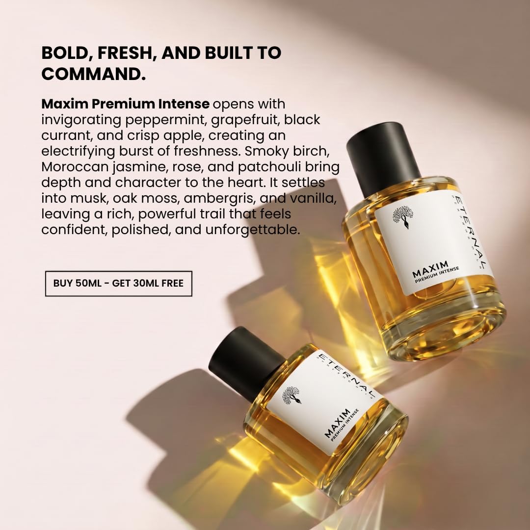 Eternal perfume oils Maxim Premium Intense perfumes for women Long Lasting womens perfume 1.69 FL Oz Designer Perfume for Men with 1 FL Oz (Pack of 2)