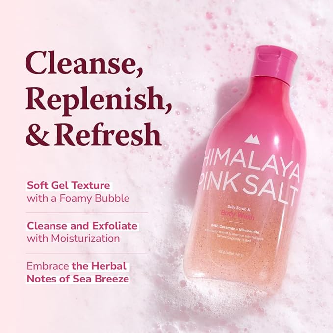 HIMALAYA PINKSALT Daily Scrub & Body Wash 14.1oz