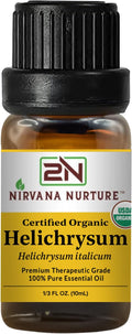 Nirvana Nurture Helichrysum Essential Oil, USDA Certified Organic, 100% Pure Undiluted, Aromatherapy Oil for Diffuser, Hair & Skin Care
