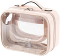 Veki TSA Approved Toiletry Bag Transparent Makeup Bags, Large Pink