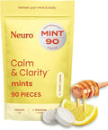 Neuro Calm & Clarity Mints - GABA L-Theanine Stress Supplement with Vitamin D3 - Non-Drowsy, Functional Calming Mints for Mood, Mental Clarity & Cognitive Function - Honey Lemon, 90 ct