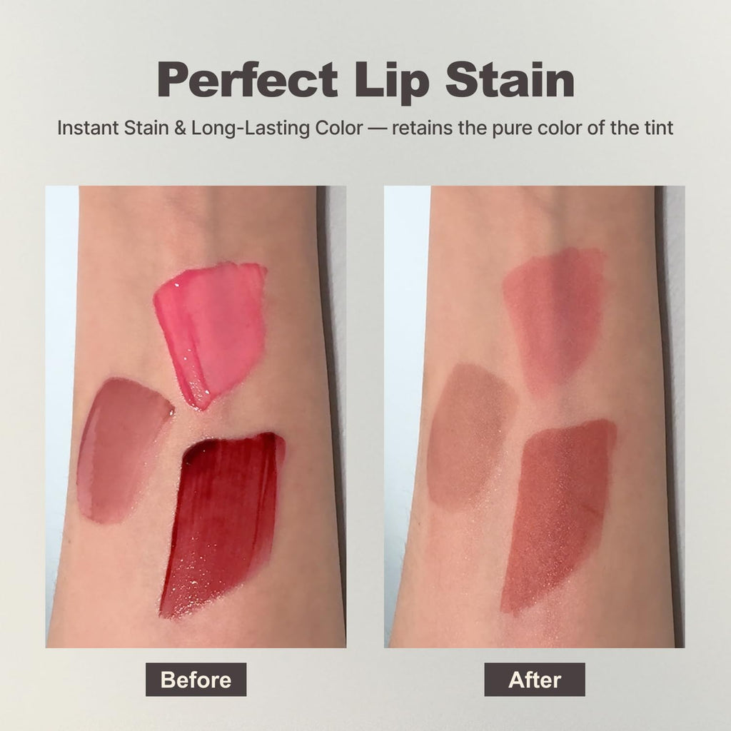 DINTO Blur-Glowy Lip Tint (227 Decōrum) – Dewy Finish Glowy Korean Lip Tint, Long Lasting All Day Stain, Deep Brick Red, Vegan & Cruelty-Free, 0.11 fl oz