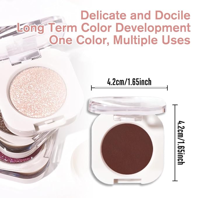 QIDSTERS Coffee Matte Single Eyeshadow, Lightweight Blendable Mini Eye Shadow for Older Women, Monochrome Eyeshadow Palette Makeup Pigmented Waterproof, Vegan & Cruelty-Free, 27