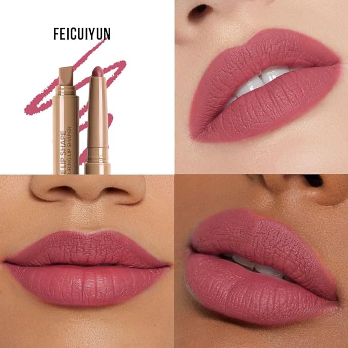 FeiCuiYun Matte Crayon Lip Liner Pencil, Neutral Pink Lip Liners Lipstick For Women, Plump Creamy Formula With Silicone Smudger for Define Contours & Sculpting Lip, Cruelty-Free, 0.75g/0.026oz