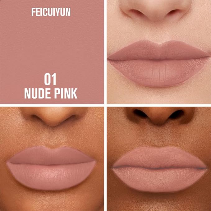 FeiCuiYun Matte Calligraphy Liquid Lip Liner Lipstick Pencil, Nude Pink Long-Lasting Transfer-Proof Lip Stain, Lightweight Lipstick, Sheer Buildable Color, Fades to a Natural Wash of Colors