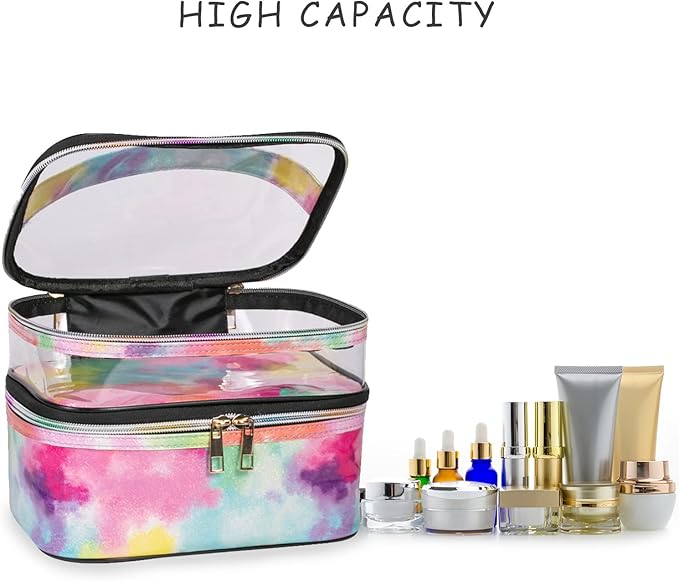 imerelez Cosmetic Bag Makeup Bag Travel Cosmetic Bags for Women Makeup bags Cases Portable Waterproof Foldable (Tie-Dye)