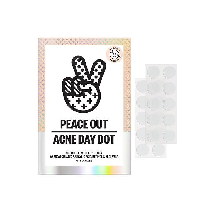 PEACE OUT Acne Day Dot Invisible Hydrocolloid Pimple Patches (20 count)
