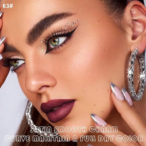 2Pcs Mauve Rose Matte Lip Liner and Lipstick Makeup Set, Mate Dusty Rose Lip Stain Lip Gloss Matt Liquid Lipstick 24H Long Lasting lapiz labiales mate 24 horas originales larga duracion (63#)