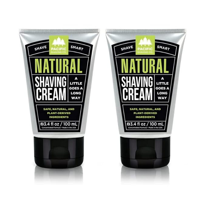 Pacific Shaving Company Natural Men's Shaving Cream, 3.4 Oz (2 Pack)