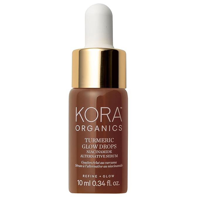 KORA Organics Turmeric Glow Drops Niacinamide Alternative Serum for Face, Gentle Hydrating Face Serum with Hyaluronic Acid, Helps Improve Texture, Pores & Dark Spot, Cruelty Free Skin Care, 0.34 fl oz