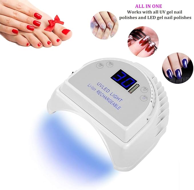 MINI LOP 64W Rechargeable Pro LED Gel Nail UV Light UV LED Nail Lamp Cordless Led Light for Nails(White)