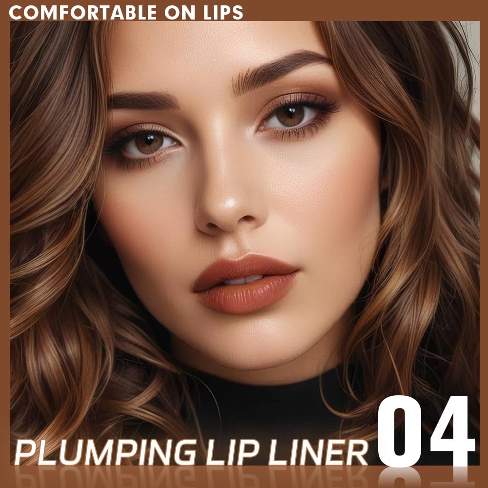 SUAKE Plump Matt Lipstick Lipliner Pencil Pack,Waterproof Crayon with Silicone Smudger for Define Contours & Sculpting Lip, Longwear Moisture Smooth Creamy Formula for Lip Makeup-04 Nutmeg