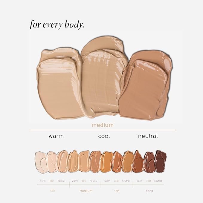 Tinge Body Makeup, Water & Transfer Resistant, Medium Coverage Cream, Lasts Up to 48 Hours, For All Skin Types, Fragrance Free, Vegan, American Made, 3.38 Fl Oz. - Medium Warm