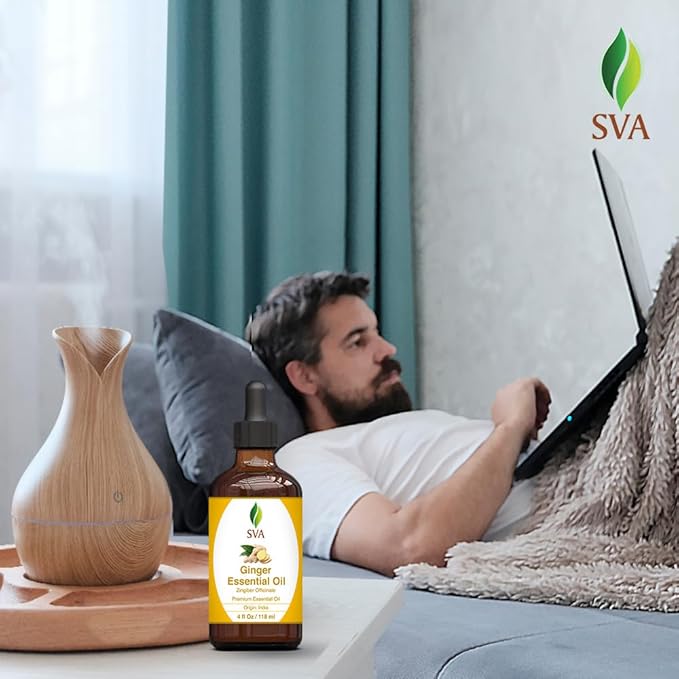 SVA Ginger Essential Oil, Glass Bottle with Dropper, 4 Fl Oz (118 ml)