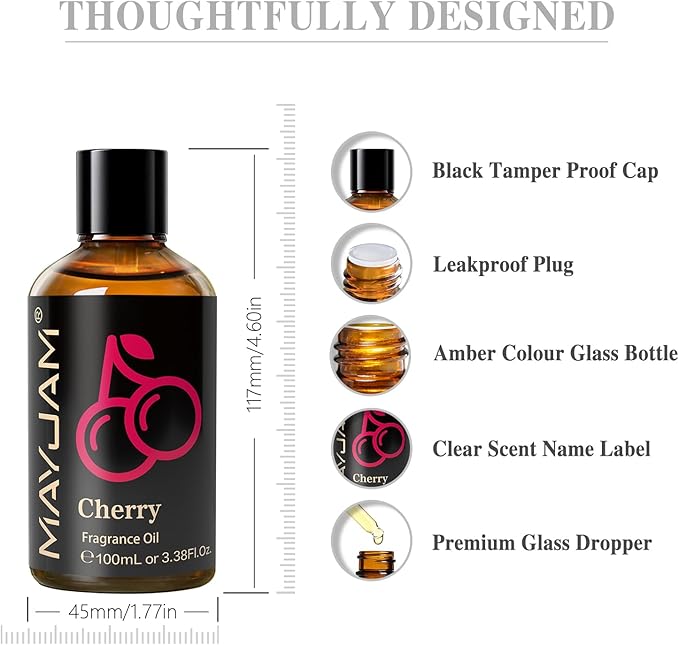 MAYJAM Cherry Fragrance Oil for Diffusers for Home, 3.38FL.OZ