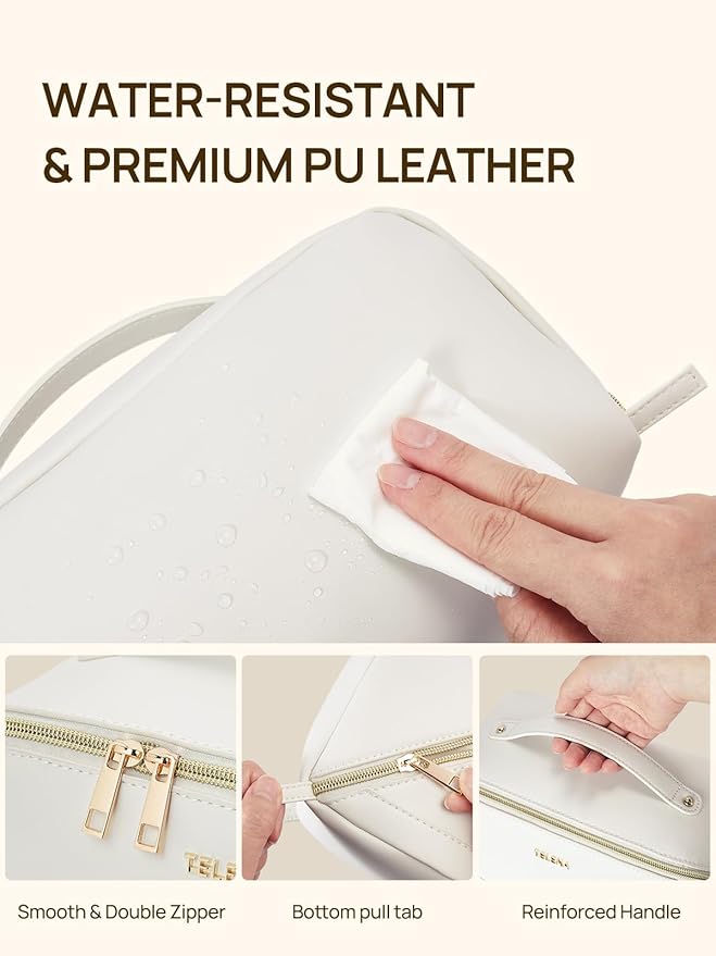Telena Leather Make Up Bag Portable Travel Makeup Bag Waterproof